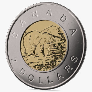 3D 2 Canadian Dollars Coin model