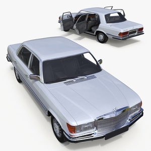 3D Classic Mercedes Benz 350 SE White Rigged