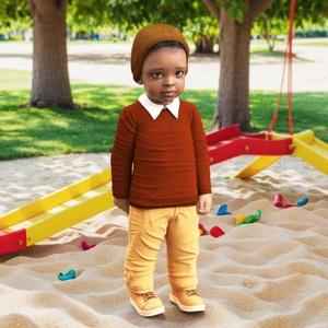 3D model Black Toddler Boy Light Skin Autumn Style Standing