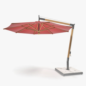 3D Offset Wooden Patio Umbrella model