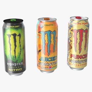 3D model Monster Energy Drinks Set