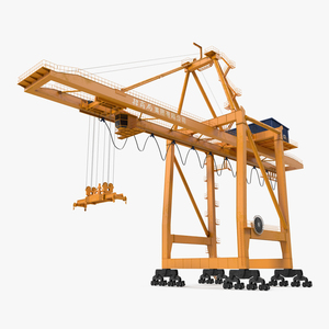 3D model Container Handling Gantry Crane Orange Rigged