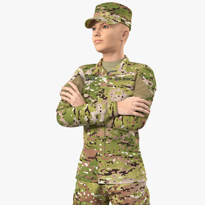 Female Soldier Military Camouflage Suit 3D model