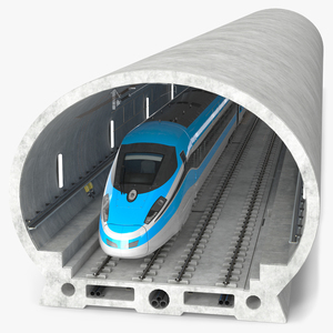 3D Railway Tunnel Section with Train model