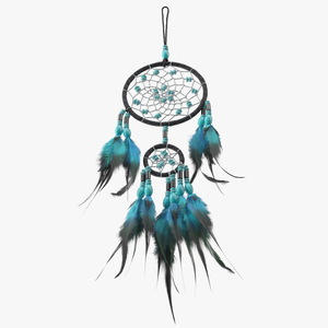 Small Dreamcatcher with Blue Feathers 3D