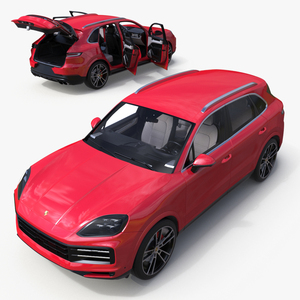 Porsche Cayenne Turbo E-Hybrid Carmine Red Rigged 3D model