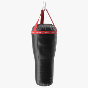 Leather Uppercut Punch Bag Black 3D