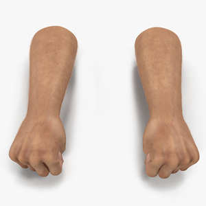 3D model Man Hands with Fur Pose 2