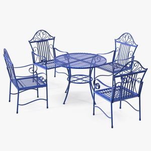 Blue Wrought Iron Garden Furniture 3D model