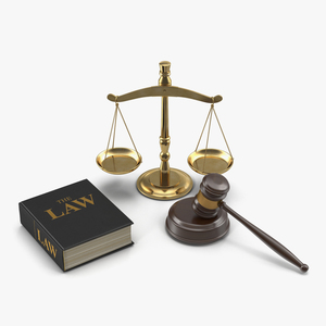 3D Legal Gavel Scales And Law Book