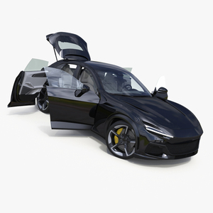 3D Furious Crossover Sports Car Black Rigged