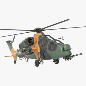 3D Green T129 ATAK Helicopter