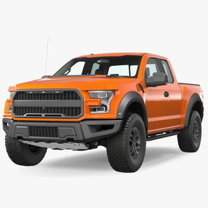 Orange Pickup Truck 3D model