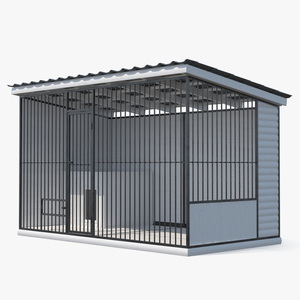 3D Dog Kennel with Roof White