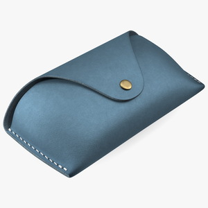 3D model Leather Sunglasses Case Closed Blue