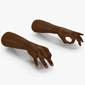 3D African Man Hands with Fur Pose 5 model