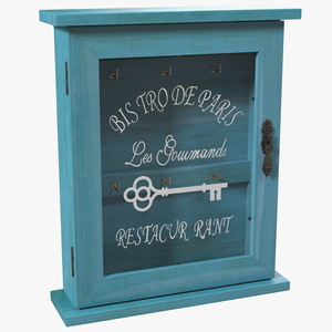 3D Pastoral Style Wooden Key Holder Box Blue