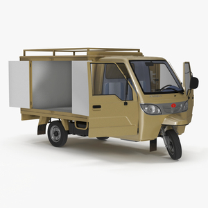 Delivery Trike with Close Body Beige Rigged for Cinema 4D 3D