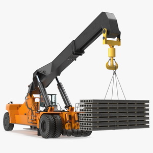 3D model Reachstacker Lifts Concrete Slabs Rigged