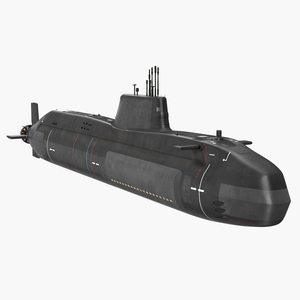 3D HMS Artful Astute Class Nuclear Powered Submarine Rigged