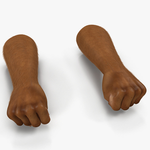 3D model African Man Hands 3 with Fur Pose 2