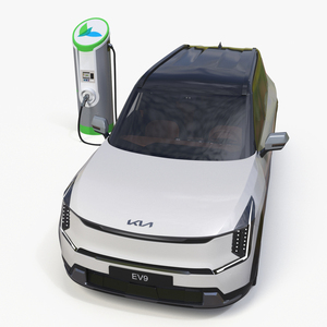 KIA EV9 SUV at Electric Car Charging Station 3D model