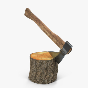 Hatchet in Log 3D model