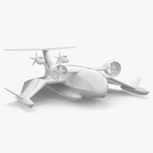 3D Flying Ship Concept White Color