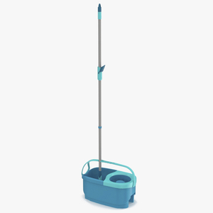 Bucket with Power Spin Wringer and Twist Mop Turquoise 3D model