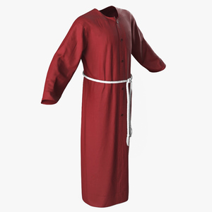 3D Red Long Robe with Belt model