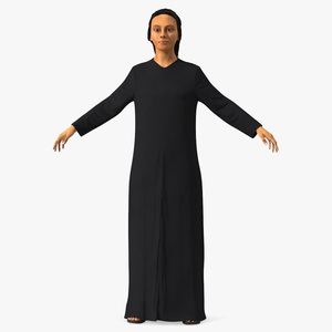 Realistic Arabian Female Figure in Long Dress Fur 3D model