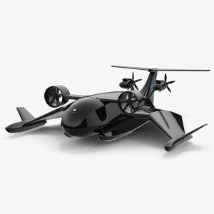 3D Flying Ship Concept Black Color