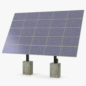 3D Solar Panel Array on Concrete Supports model