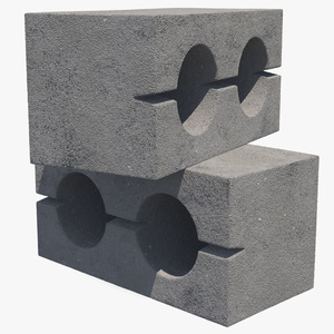 Expanded Clay Concrete Block 2 Channels 3D model