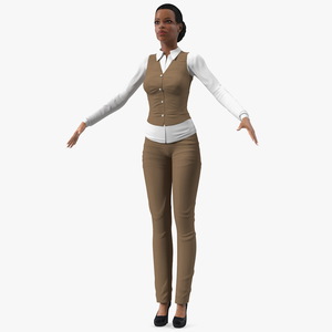 3D Light Skin Business Style Woman T Pose model