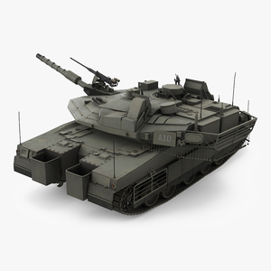 3D model Dirty Israeli Tank Merkava 5 Olive Rigged for Cinema 4D