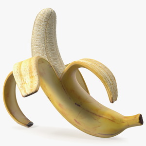 3D Peeled Banana With Brown Flecks