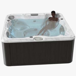 Nude Dark Skin Woman in Large Hot Tub Rigged 3D model