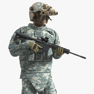 Soldier in Night Vision Goggles Grey Camo Walking 3D model