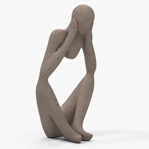 Abstract Thinker Figurine White Stone 3D