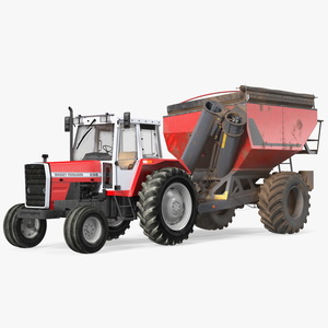 3D Vintage Tractor Ferguson 698 with Transbordeur