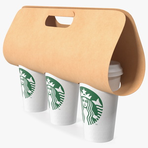 3D Kraft Paper Holder with Three Coffee Cups