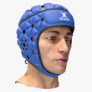 Male Head with Gilbert Rugby Headgear 3D