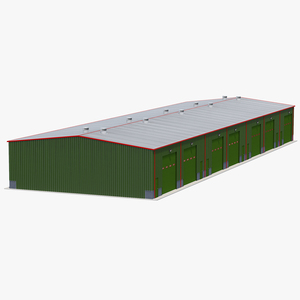 Warehouse Building Green 3D model