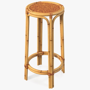 Bamboo Bar Stool Round High 3D