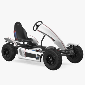 3D White Pedal Go Kart with Frame Race Rigged for Maya