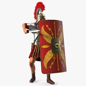 Veteran Roman Legionnaire with Gladius Attack Pose Fur 3D model