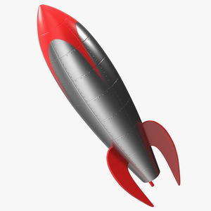 Retro Space Rocket Red 3D