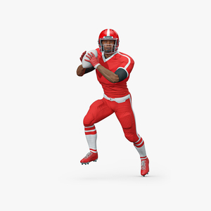 3D Black Man American Football Player Red Uniform Running The Ball model