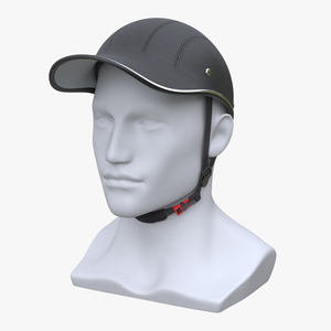 Leather Baseball Cap Safety Helmet on Mannequin 3D